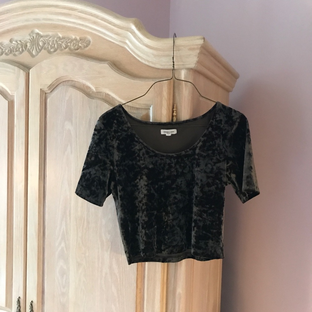 Dark brown velvet crop top